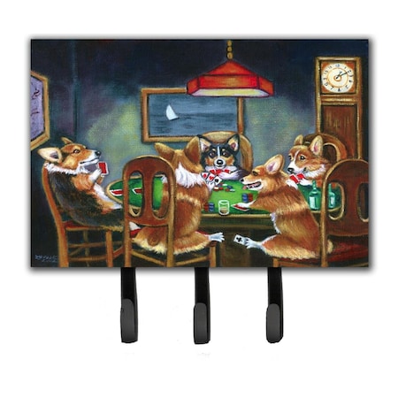 Carolines Treasures Corgi Playing Poker Leash or Key Holder 7416TH68